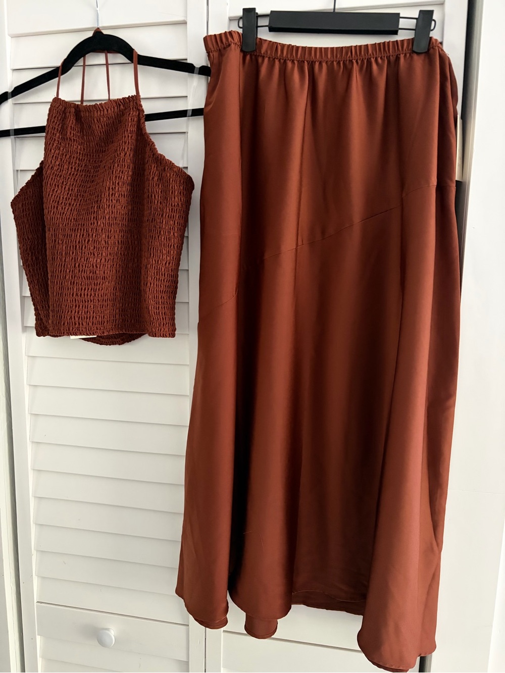 Target A New Day Rust Brown Elastic-Waist Maxi Skirt and Matching Top Set NWT